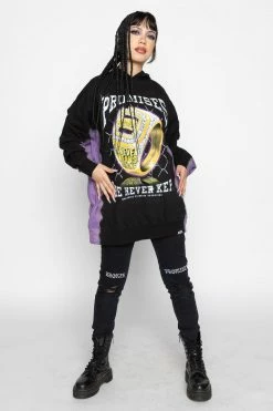 BROKEN PROMISES Championship Ring Tie Dye Hoodie Blk/Purple