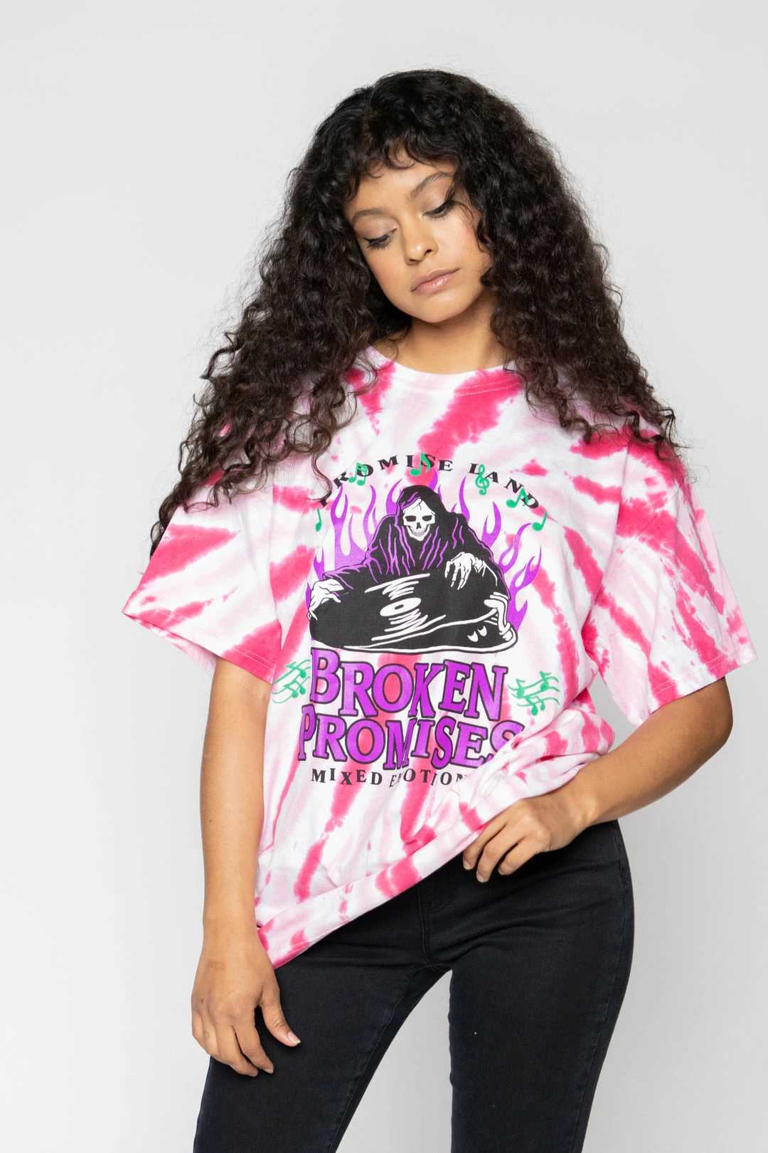BROKEN PROMISES Mixed Emotions Tie Dye Tee Pink 5 BROKEN PROMISES Mixed Emotions Tie Dye Tee Pink