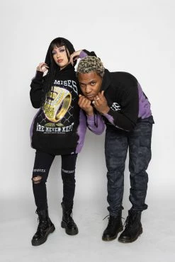 BROKEN PROMISES Championship Ring Tie Dye Hoodie Blk/Purple