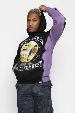 BROKEN PROMISES Championship Ring Tie Dye Hoodie Blk/Purple