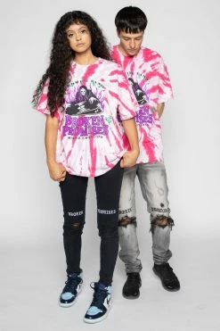BROKEN PROMISES Mixed Emotions Tie Dye Tee Pink 11 BROKEN PROMISES Mixed Emotions Tie Dye Tee Pink