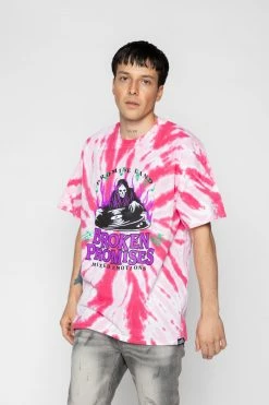 BROKEN PROMISES Mixed Emotions Tie Dye Tee Pink
