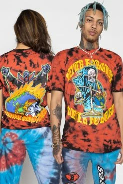 BROKEN PROMISES Shirts Never Forgive Red/Blk Crystal Wash Tee