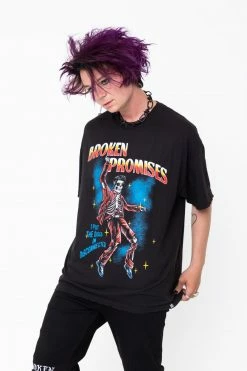 BROKEN PROMISES Shirts Disconnected Vintage Wash Tee Black