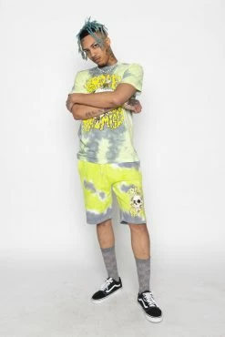 BROKEN PROMISES Beehive Shorts Tie Dye Green 20 BROKEN PROMISES Beehive Shorts Tie Dye Green