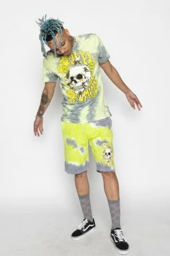 BROKEN PROMISES Beehive Shorts Tie Dye Green