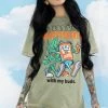 BROKEN PROMISES With My Buds Mineral Wash Olive Tee - BPxYH 2 BROKEN PROMISES With My Buds Mineral Wash Olive Tee - BPxYH