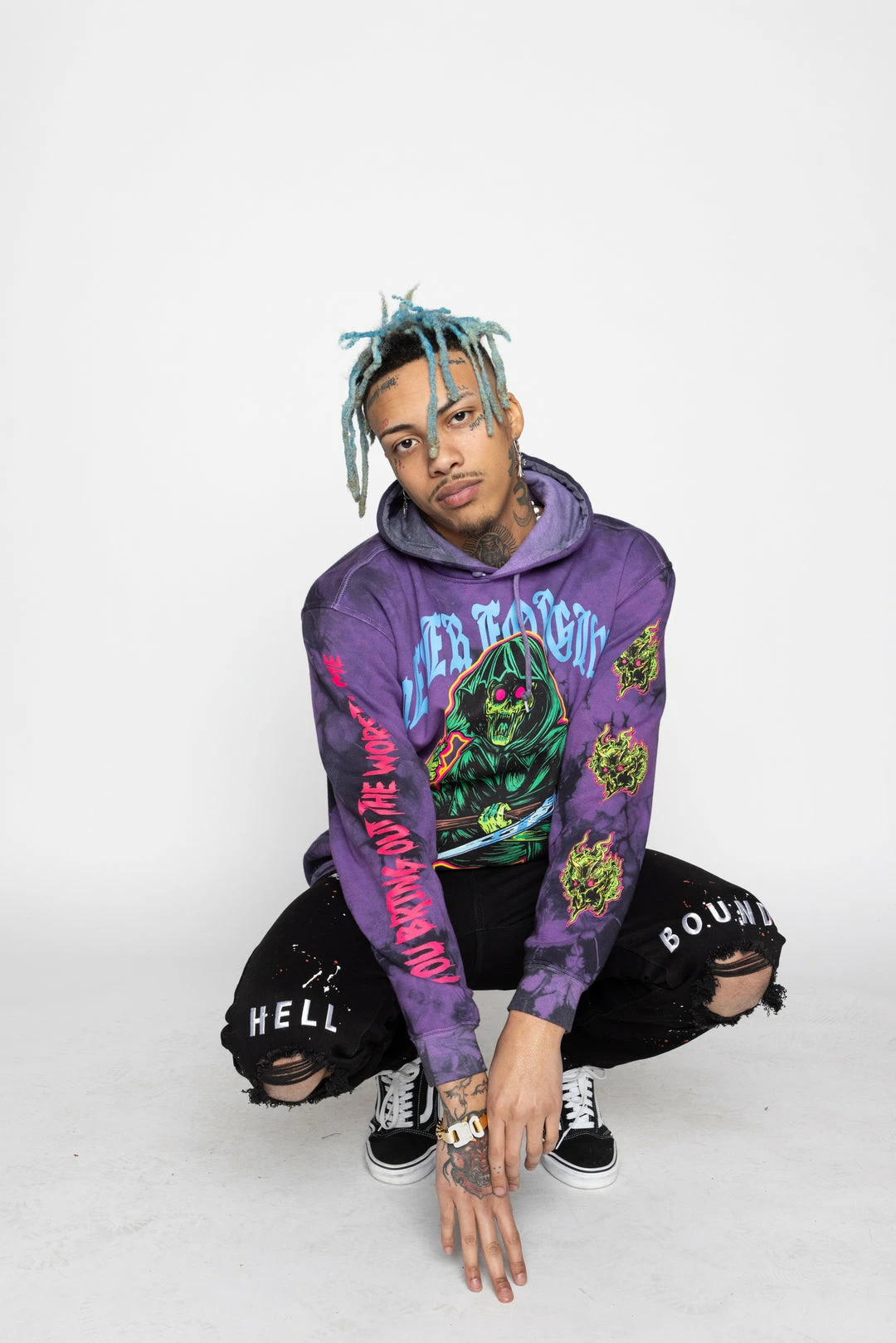 BROKEN PROMISES Hoodies Grave Goblin Hoodie Purple Tie Dye 12 BROKEN PROMISES Hoodies Grave Goblin Hoodie Purple Tie Dye