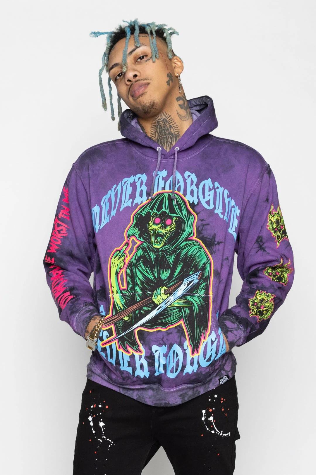BROKEN PROMISES Hoodies Grave Goblin Hoodie Purple Tie Dye 14 BROKEN PROMISES Hoodies Grave Goblin Hoodie Purple Tie Dye