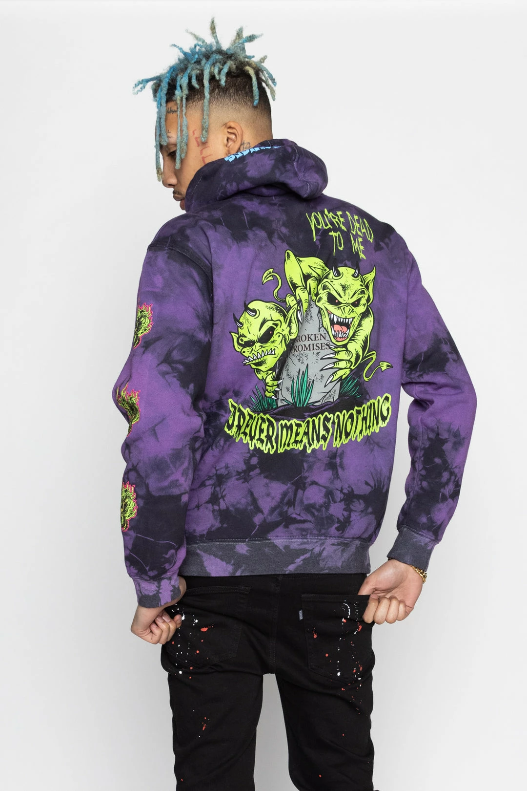 BROKEN PROMISES Hoodies Grave Goblin Hoodie Purple Tie Dye 15 BROKEN PROMISES Hoodies Grave Goblin Hoodie Purple Tie Dye