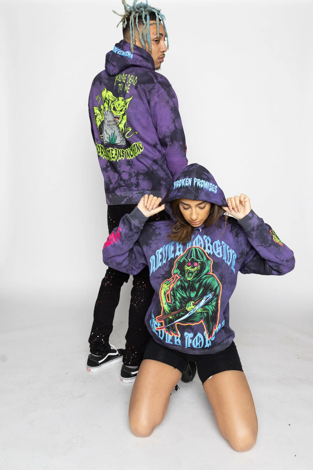 BROKEN PROMISES Hoodies Grave Goblin Hoodie Purple Tie Dye 4 BROKEN PROMISES Hoodies Grave Goblin Hoodie Purple Tie Dye