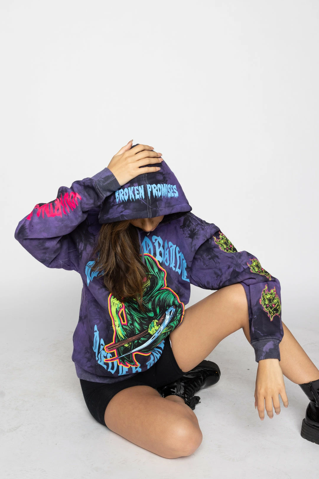 BROKEN PROMISES Hoodies Grave Goblin Hoodie Purple Tie Dye 8 BROKEN PROMISES Hoodies Grave Goblin Hoodie Purple Tie Dye