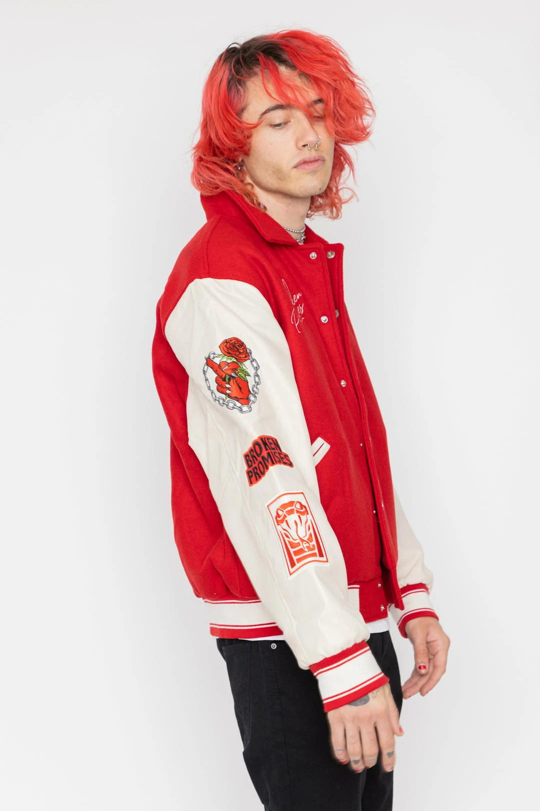 BROKEN PROMISES Graveyard Varsity Jacket Red Outerwear 6 BROKEN PROMISES Graveyard Varsity Jacket Red Outerwear