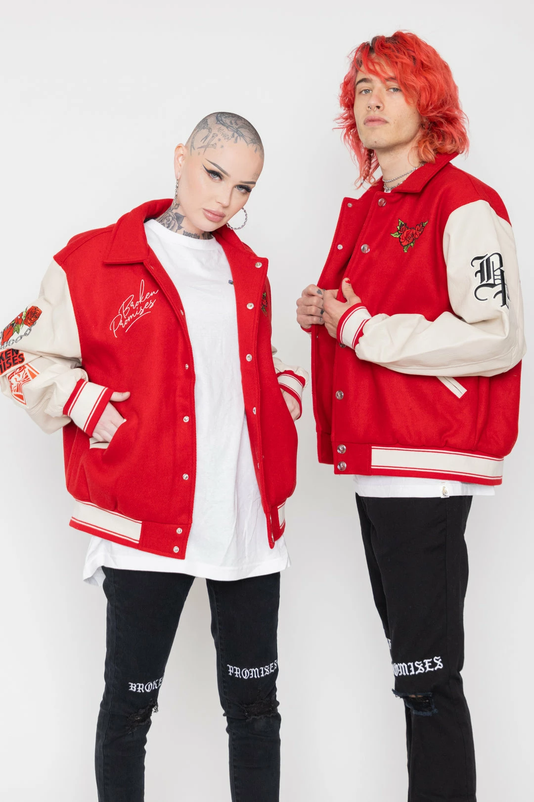 BROKEN PROMISES Graveyard Varsity Jacket Red Outerwear 10 BROKEN PROMISES Graveyard Varsity Jacket Red Outerwear