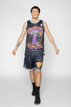 BROKEN PROMISES Bottoms You Played Me Basketball Shorts Black