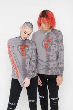 BROKEN PROMISES Shirts Could Be Different Split Dye L/S Grey