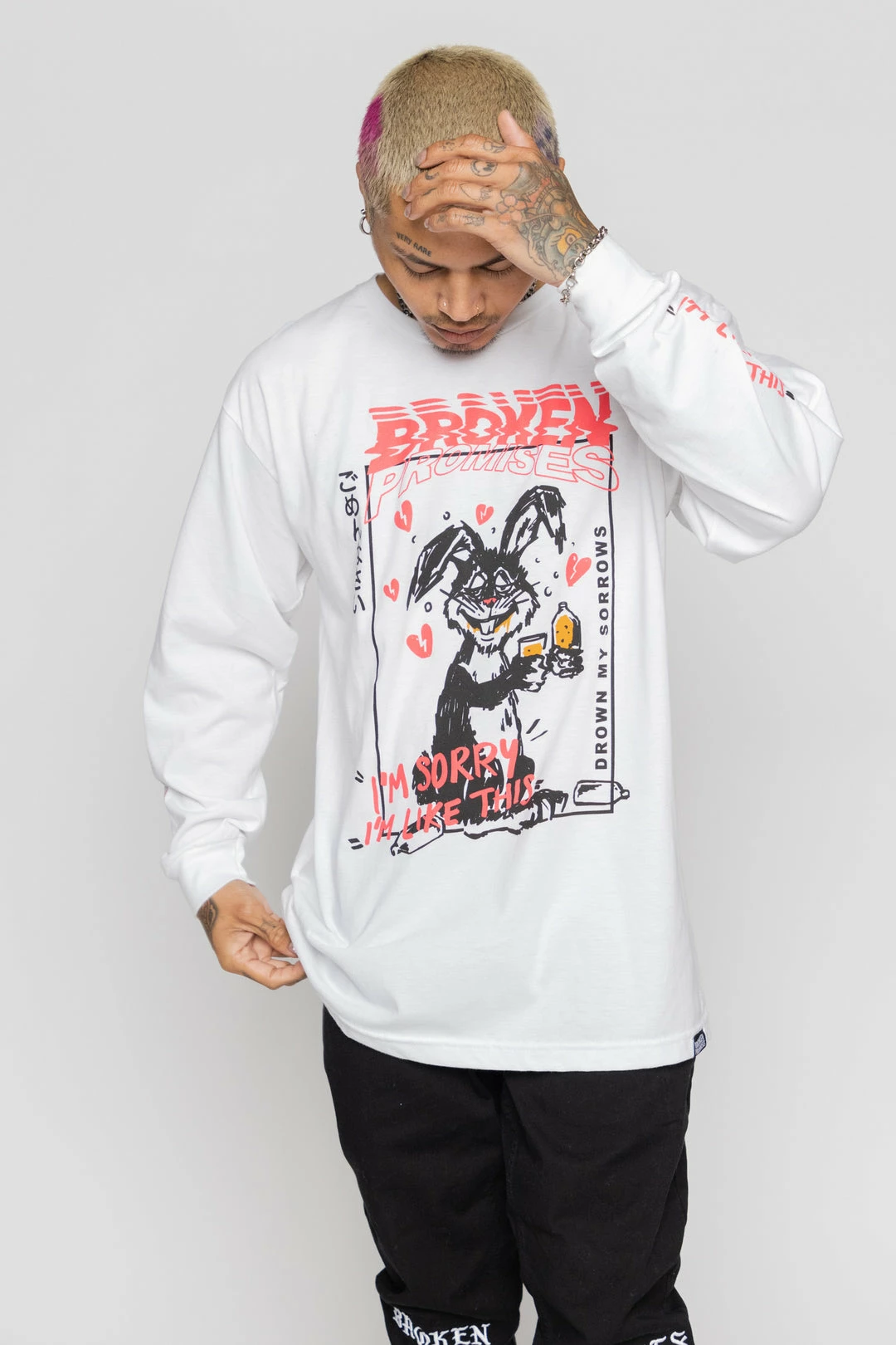 BROKEN PROMISES Shirts Drown My Sorrows L/S White 17 BROKEN PROMISES Shirts Drown My Sorrows L/S White