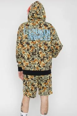 BROKEN PROMISES Reaper Camo Zip Hoodie Green Hoodies
