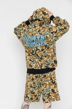 BROKEN PROMISES Reaper Camo Zip Hoodie Green Hoodies