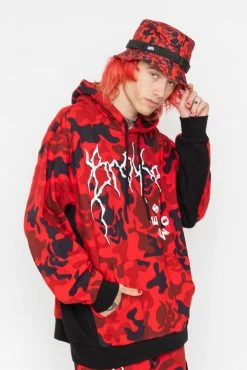 BROKEN PROMISES Demon Camo Hoodie - Red Hoodies