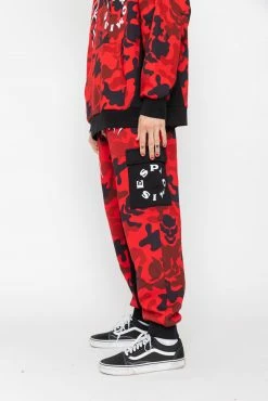 BROKEN PROMISES Bottoms Demon Camo Fleece Sweatpants Red