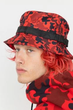 BROKEN PROMISES Sale Demon Camo Red Bucket Hat