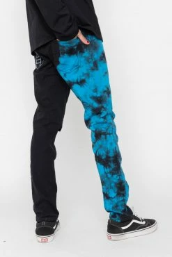BROKEN PROMISES Slogan Split Dye Denim Blk/Blue