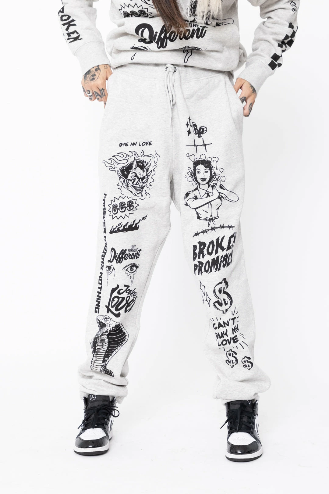 BROKEN PROMISES Bye My Love Sweatpants Grey 3 BROKEN PROMISES Bye My Love Sweatpants Grey