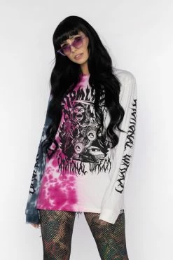 BROKEN PROMISES Emotional Wreck Split Washed L/S Tee Shirts