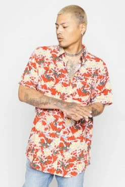 BROKEN PROMISES Scorpion Vines Red Button Up Shirt Shirts