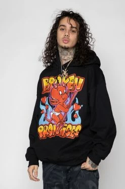 BROKEN PROMISES Airbrush Hoodie Black - BP X Hot Stuff Hoodies