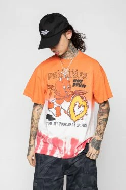 BROKEN PROMISES Shirts Chasing Fire Tie Dye SST Orange - BP X Hot Stuff