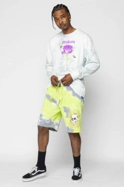 BROKEN PROMISES Beehive Shorts Tie Dye Green 25 BROKEN PROMISES Beehive Shorts Tie Dye Green