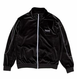 BROKEN PROMISES Sets Graveyard Velour Track Jacket - Charcoal