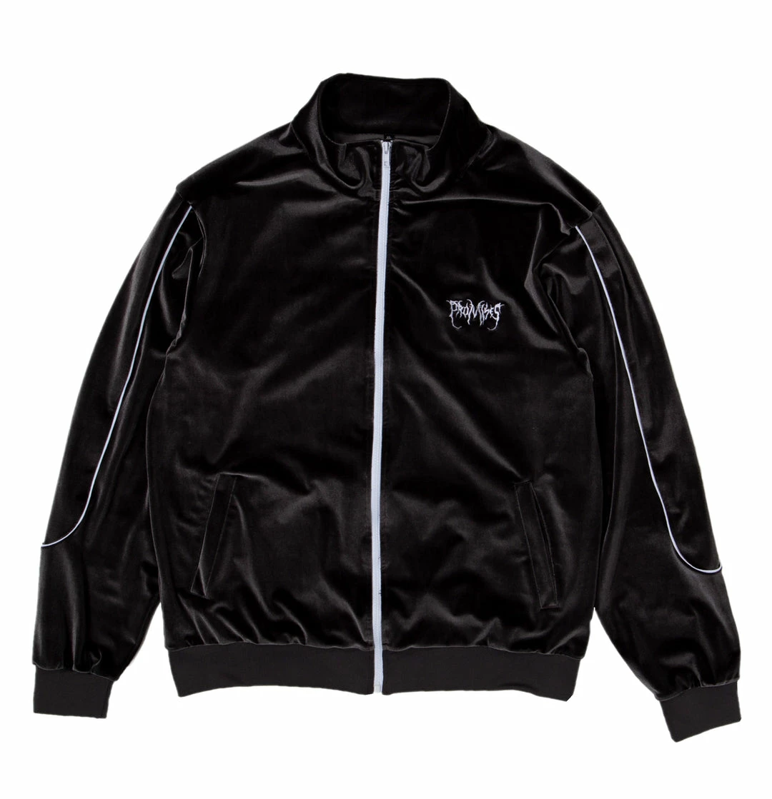 BROKEN PROMISES Sets Graveyard Velour Track Jacket - Charcoal 4 BROKEN PROMISES Sets Graveyard Velour Track Jacket - Charcoal