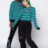 BROKEN PROMISES Shirts Destruction Stripe L/S Green 1 BROKEN PROMISES Shirts Destruction Stripe L/S Green
