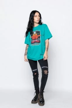 BROKEN PROMISES Micro Chip Tee Teal Shirts