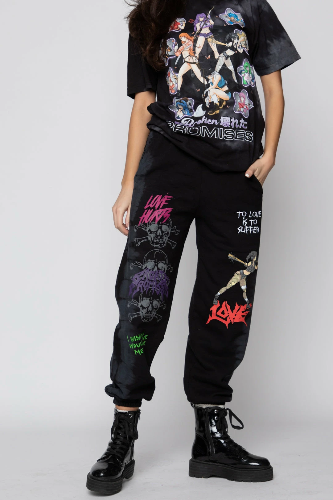 BROKEN PROMISES Love Me More Sweatpants Black 3 BROKEN PROMISES Love Me More Sweatpants Black