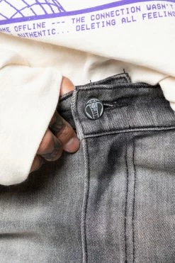 CASH Stitch And Rip Denim - Smoke Grey Bottoms