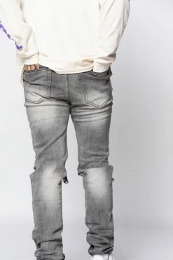 CASH Stitch And Rip Denim - Smoke Grey Bottoms