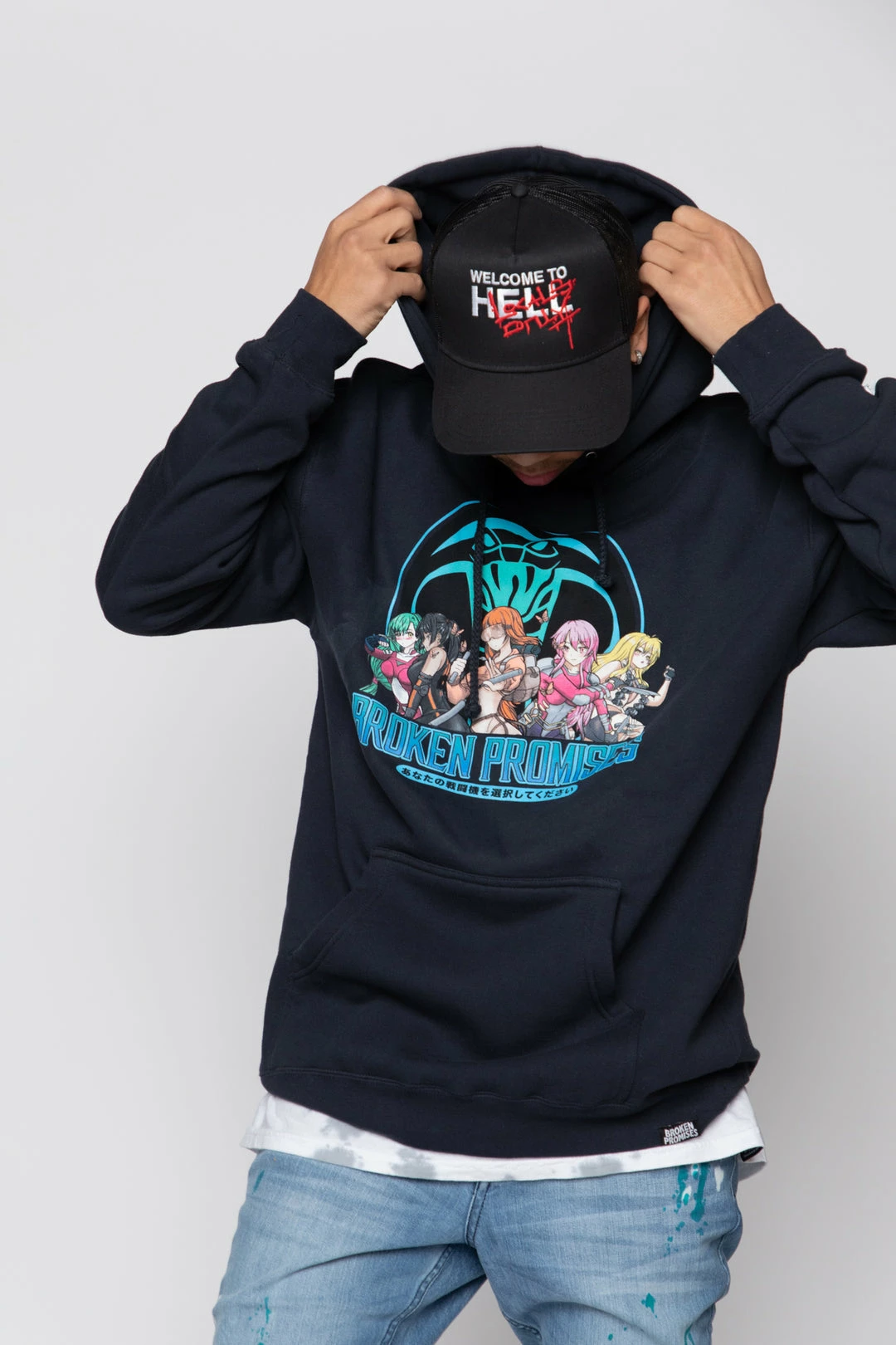 BROKEN PROMISES Let's Fight Hoodie Navy 7 BROKEN PROMISES Let's Fight Hoodie Navy