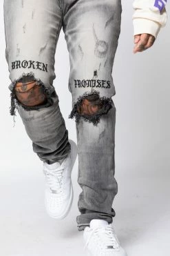 CASH Stitch And Rip Denim - Smoke Grey Bottoms