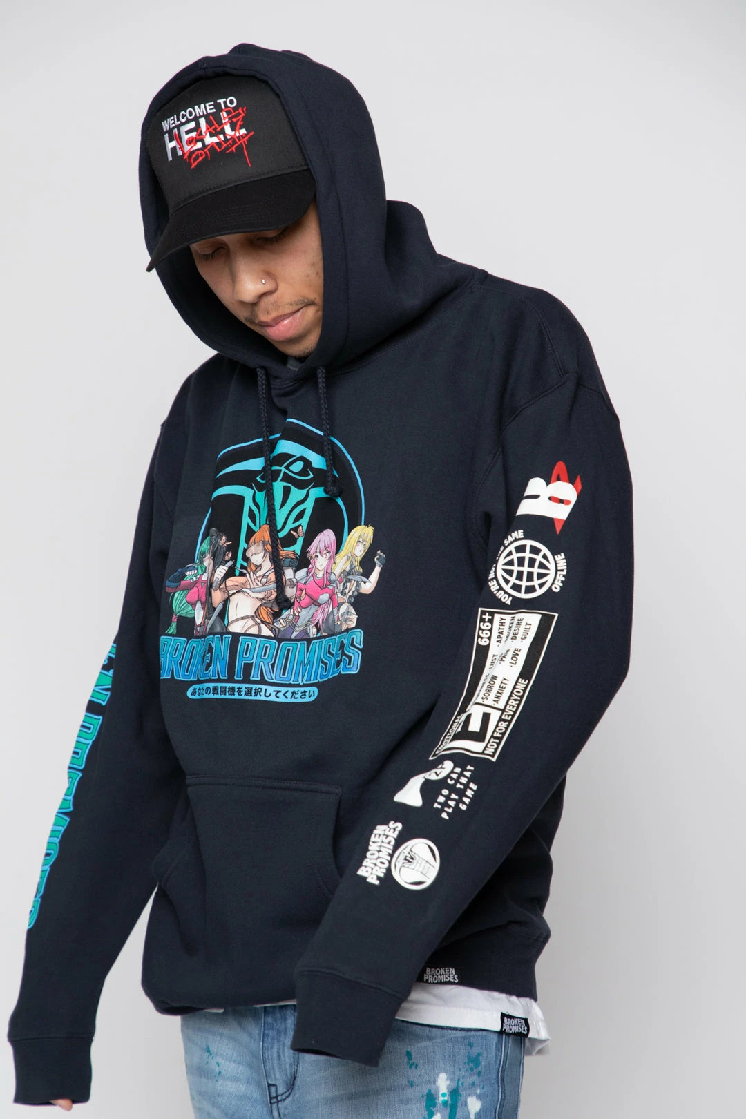 BROKEN PROMISES Let's Fight Hoodie Navy 3 BROKEN PROMISES Let's Fight Hoodie Navy