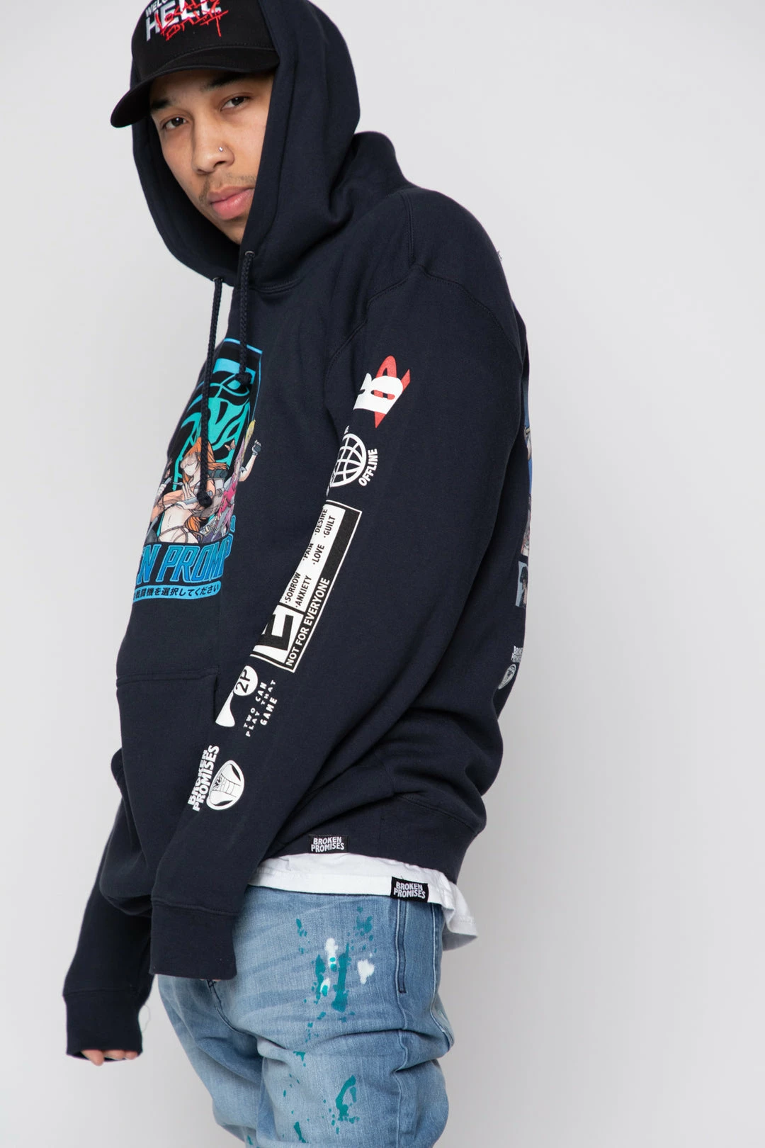 BROKEN PROMISES Let's Fight Hoodie Navy 9 BROKEN PROMISES Let's Fight Hoodie Navy