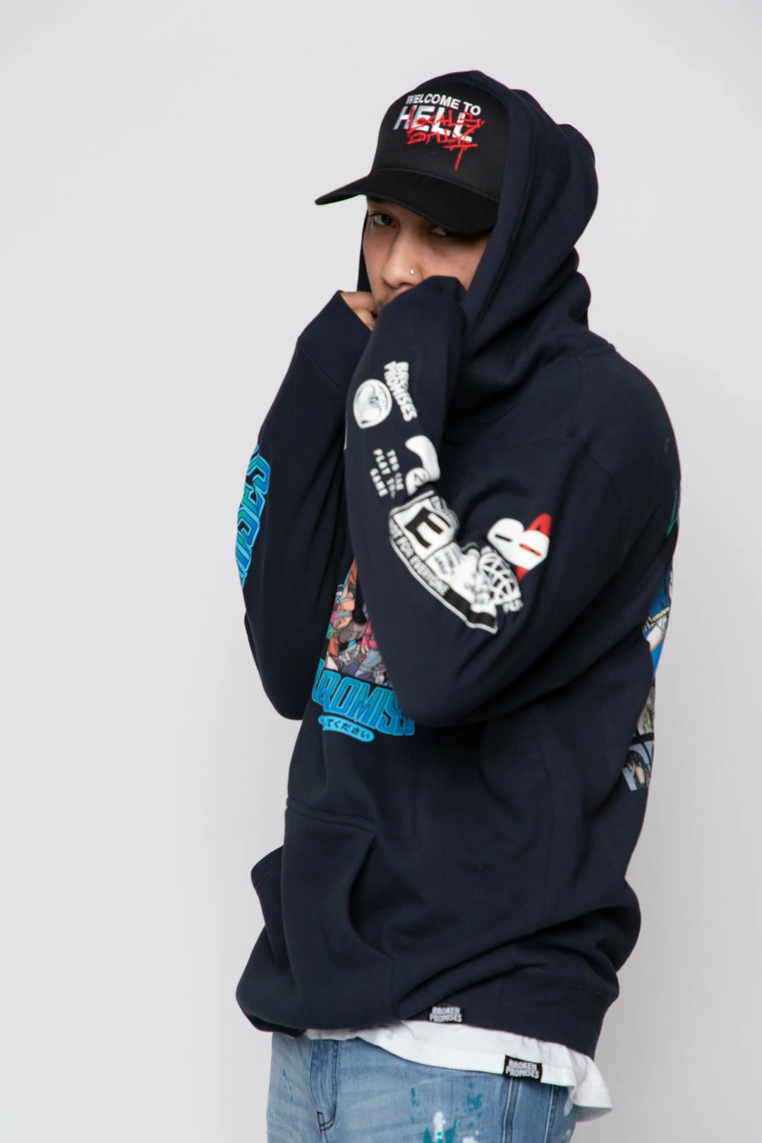 BROKEN PROMISES Let's Fight Hoodie Navy 10 BROKEN PROMISES Let's Fight Hoodie Navy