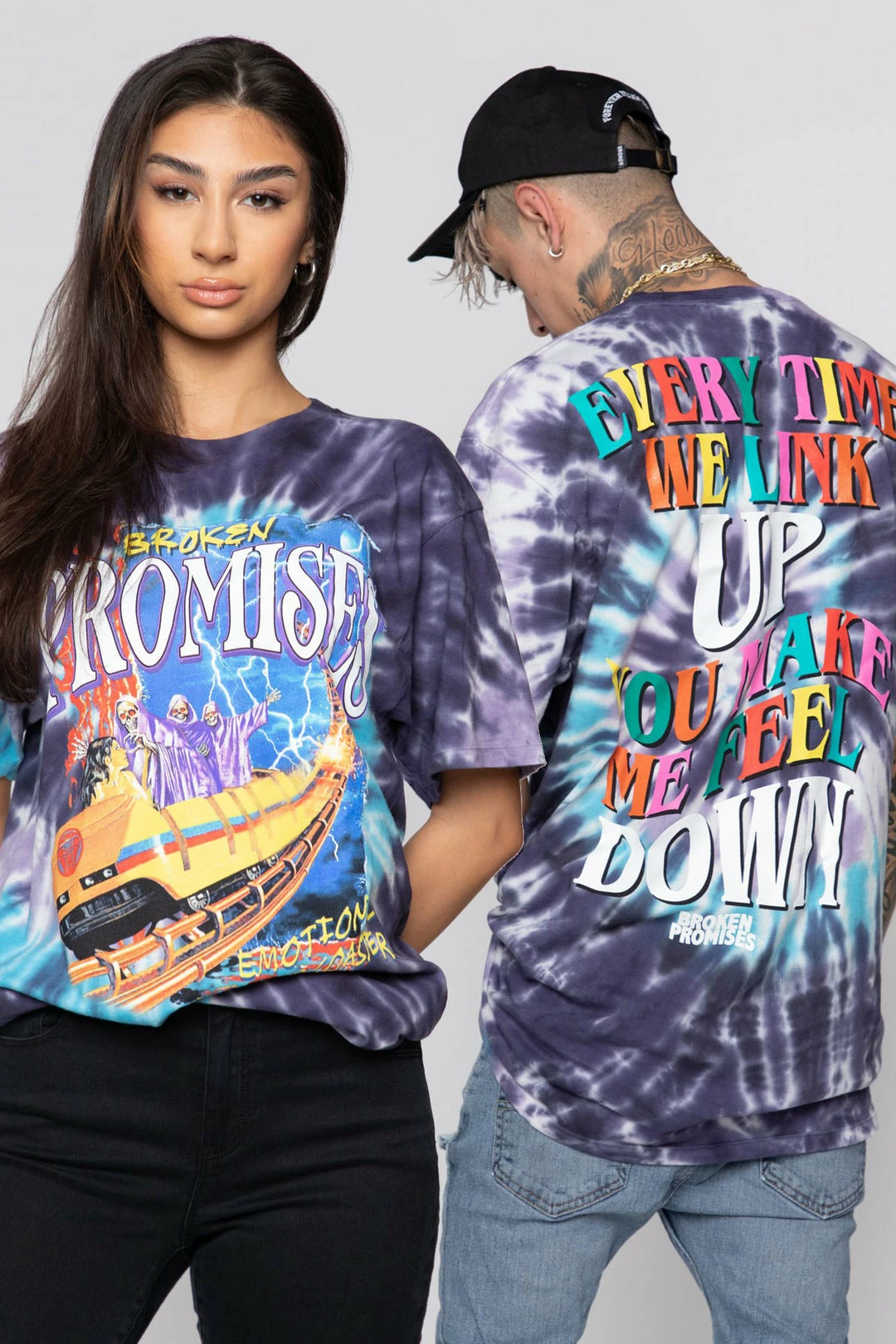 BROKEN PROMISES Up's And Down's Tie Dye Tee Purple 3 BROKEN PROMISES Up's And Down's Tie Dye Tee Purple