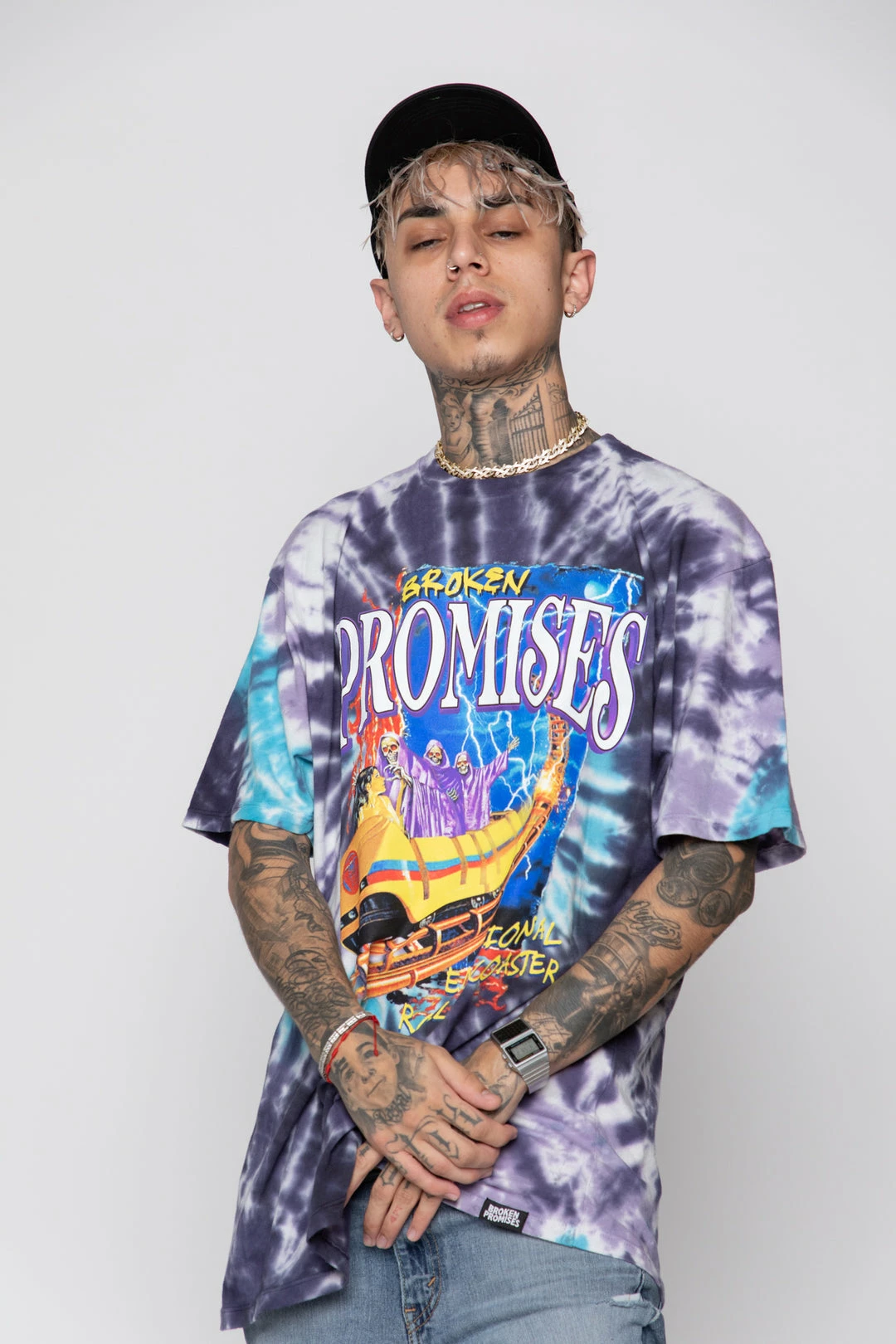 BROKEN PROMISES Up's And Down's Tie Dye Tee Purple 10 BROKEN PROMISES Up's And Down's Tie Dye Tee Purple