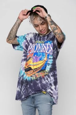 BROKEN PROMISES Up's And Down's Tie Dye Tee Purple 25 BROKEN PROMISES Up's And Down's Tie Dye Tee Purple
