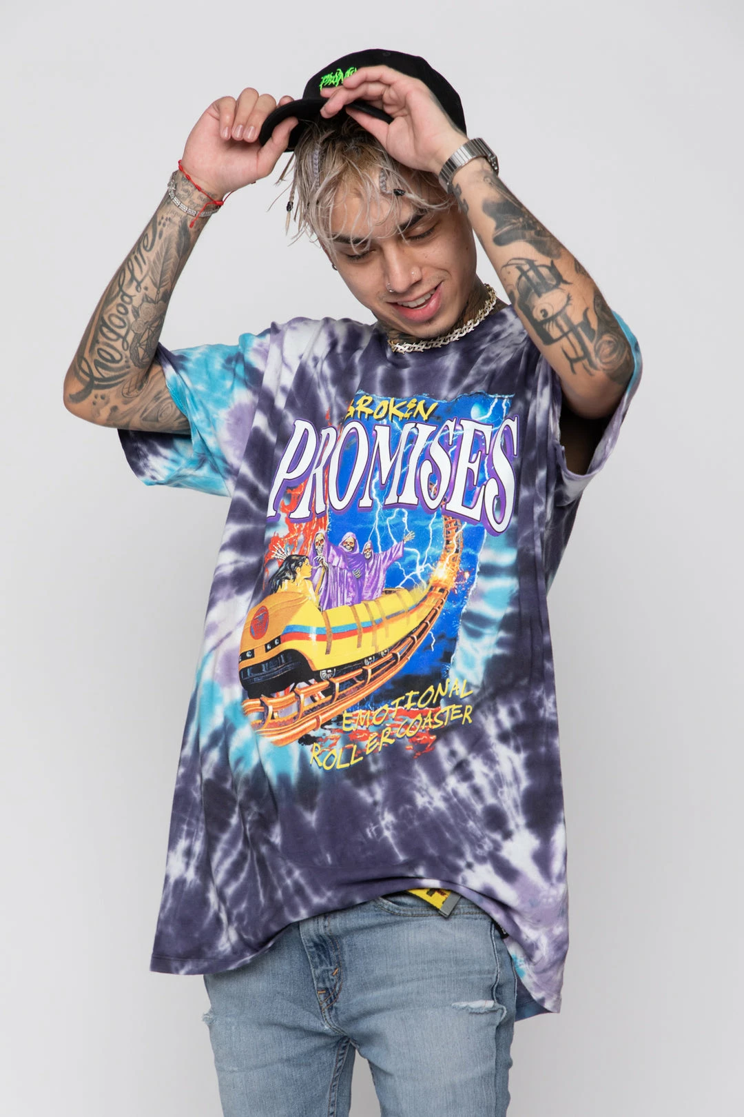 BROKEN PROMISES Up's And Down's Tie Dye Tee Purple 12 BROKEN PROMISES Up's And Down's Tie Dye Tee Purple