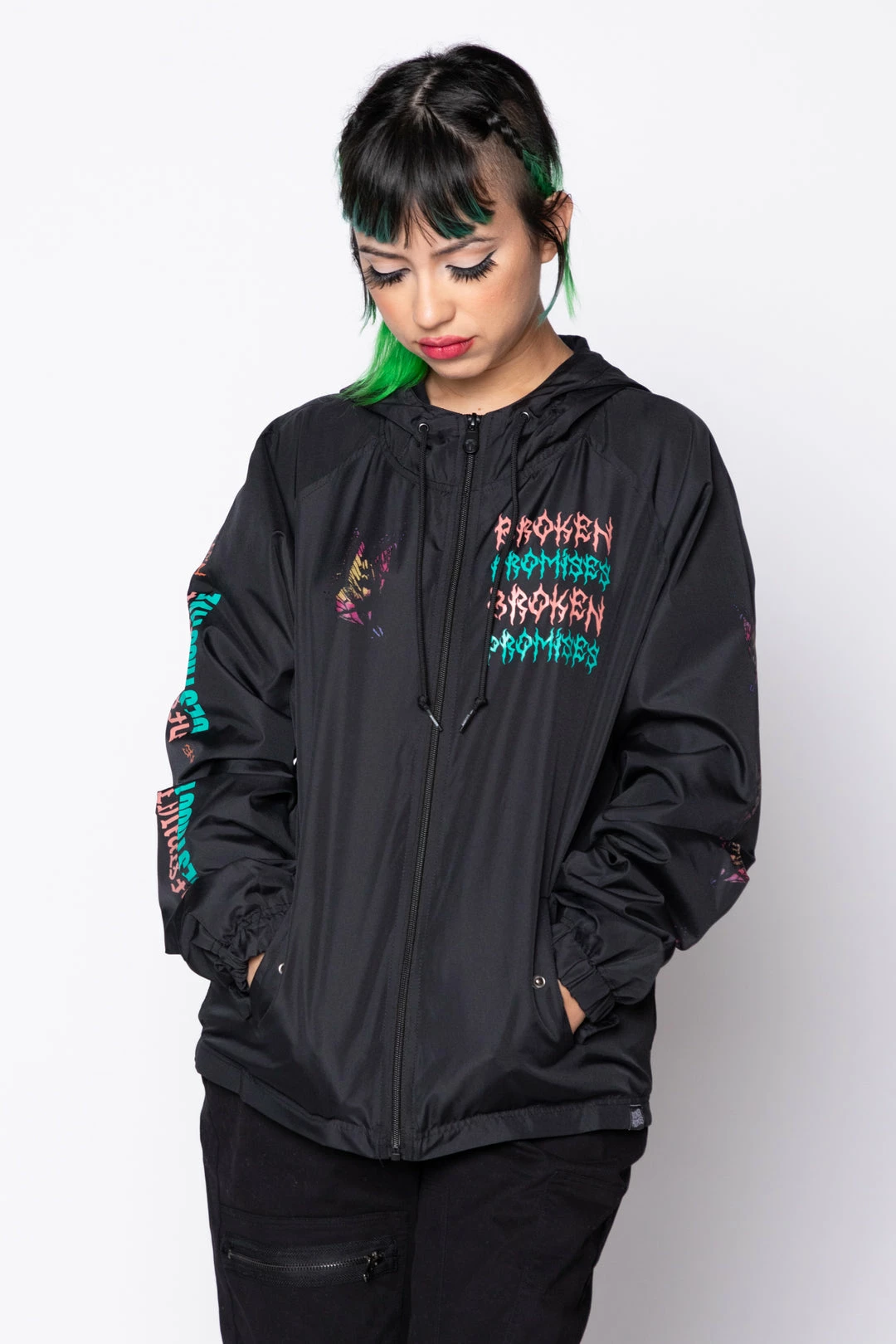 BROKEN PROMISES Destructive Nature Black Windbreaker 7 BROKEN PROMISES Destructive Nature Black Windbreaker